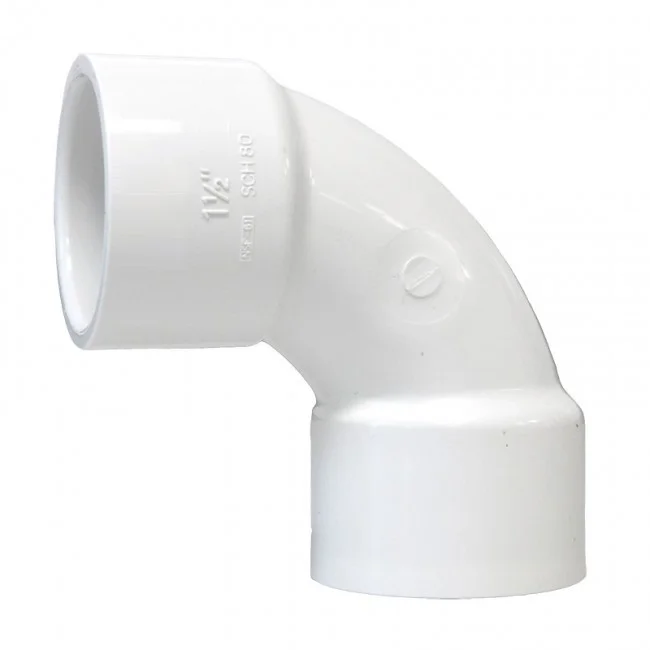 1.5 inch sweep elbow: Een PVC-fitting met een gebogen elleboog van 1,5 inch.